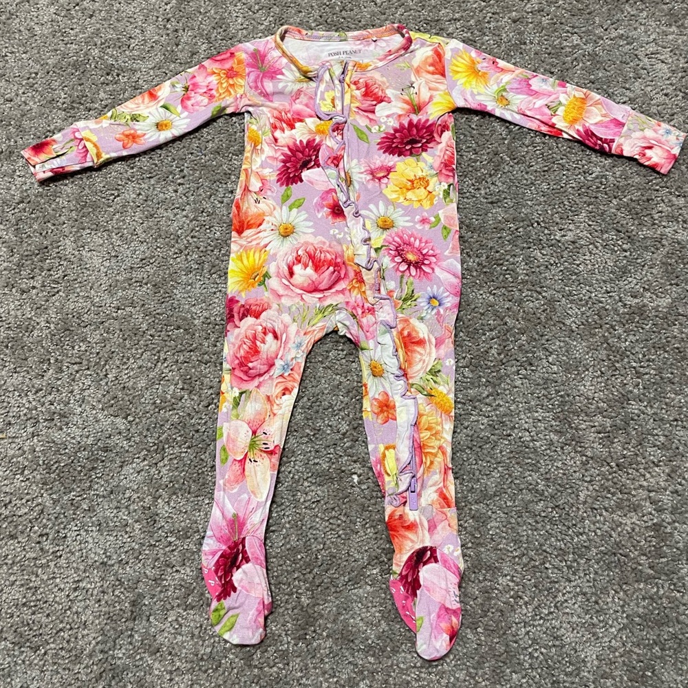 Floral Ruffled Footie Pajama